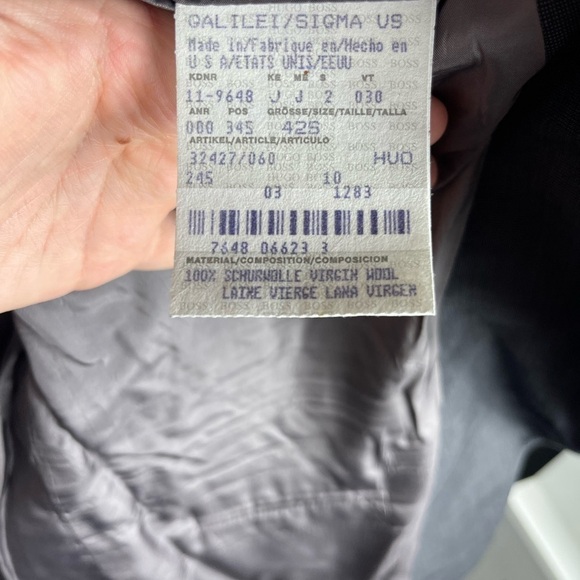 BOSS HUGO BOSS Saks Fifth Avenue Virgin Wool Men’s Blazer Suit Jacket Grey Lined - Picture 9 of 12